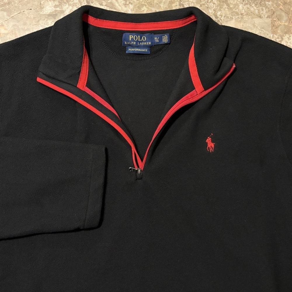 Polo Ralph Lauren Jacket Mens XL Black Fleece Quarter Zip Performance